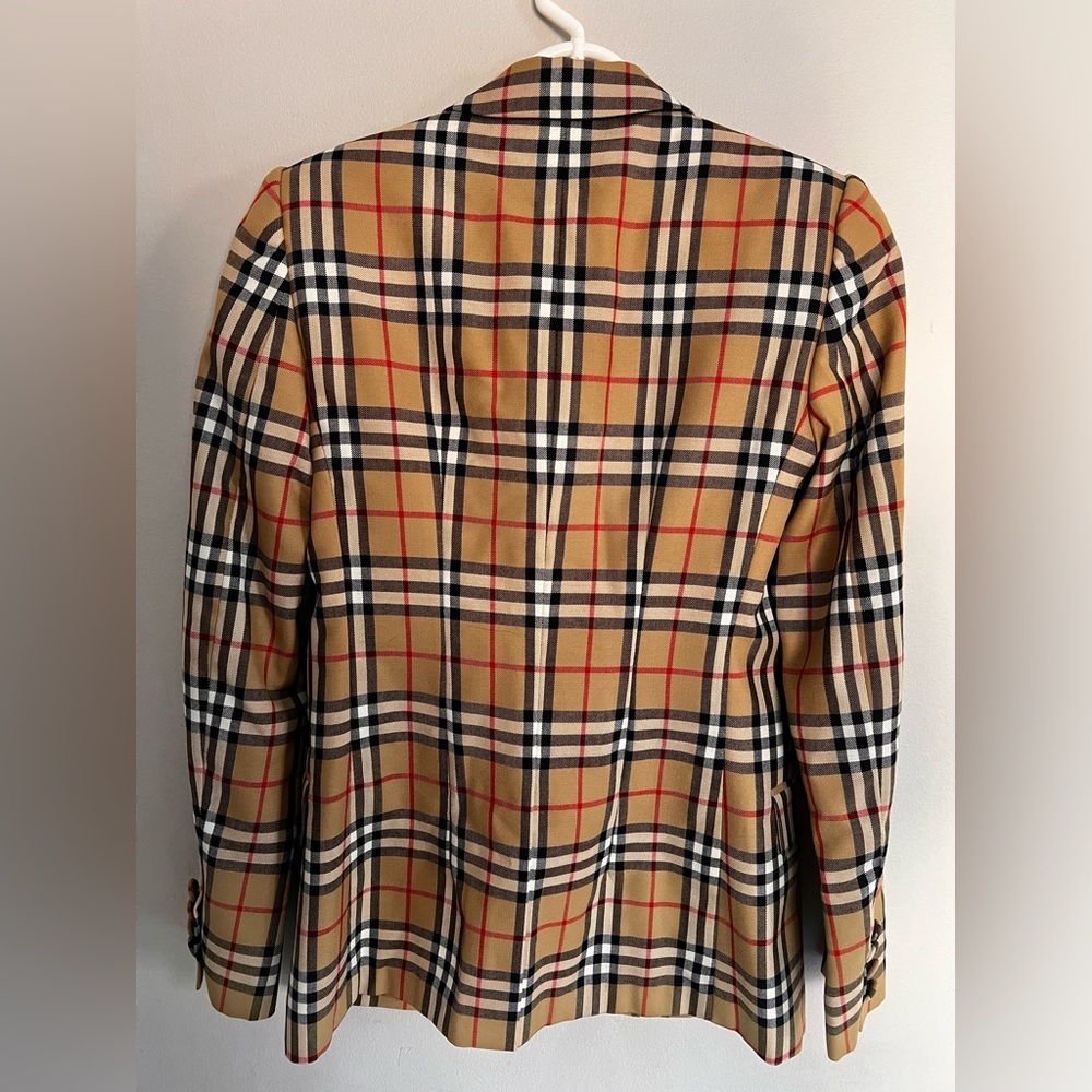 NWT Burberry Vintage Check Wool Tailored Blazer Size 2  Kylie  Jenner Suit Coat - Picture 8 of 10